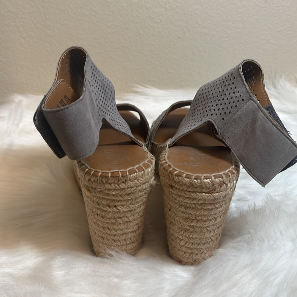 Franco Sarto Grey Wedge Open Toe Sandal - Picture 6 of 10